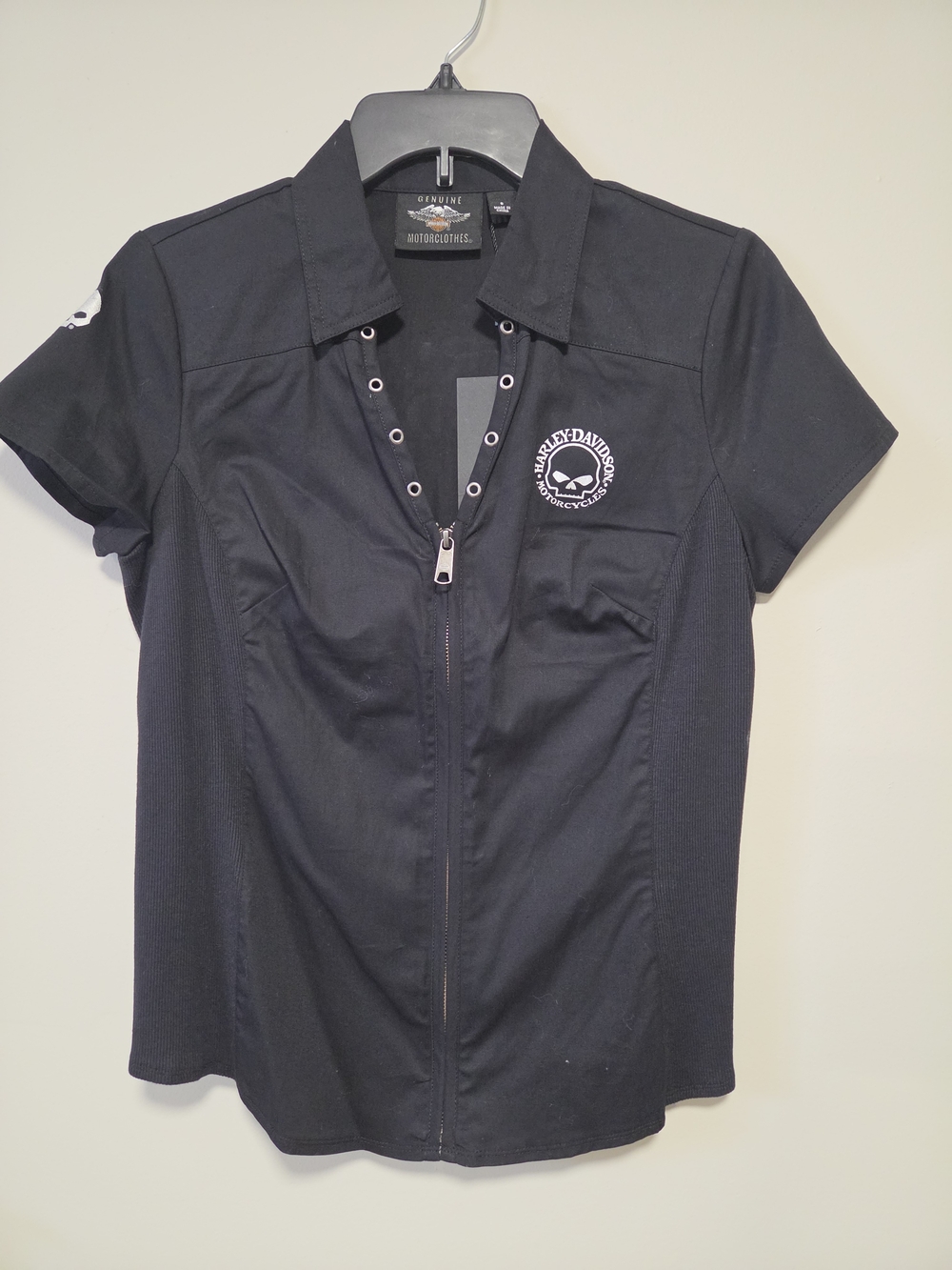 Harley-Davidson Women's Black Short Sleeve Zip Front Polo